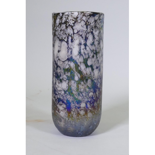 20 - A glass vase with overlaid iridescent glaze, unsigned, 34cm high