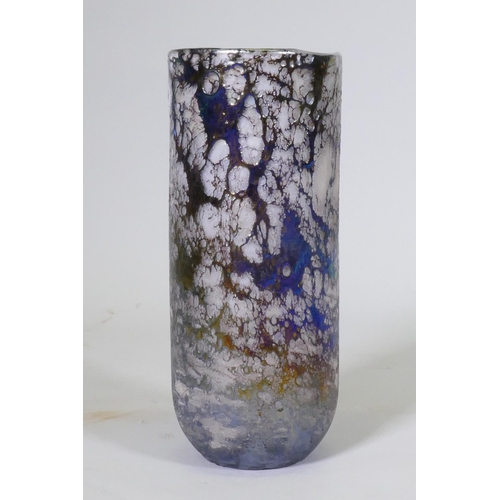 20 - A glass vase with overlaid iridescent glaze, unsigned, 34cm high