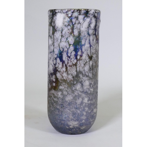 20 - A glass vase with overlaid iridescent glaze, unsigned, 34cm high