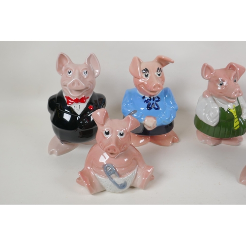 218 - A set of five Wade NatWest money boxes, and one duplicate, largest 18cm