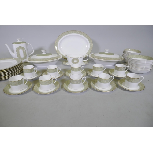 221 - A Royal Doulton  'Sonnet' pattern ten place tea and dinner service, including two tazzas, meat ... 