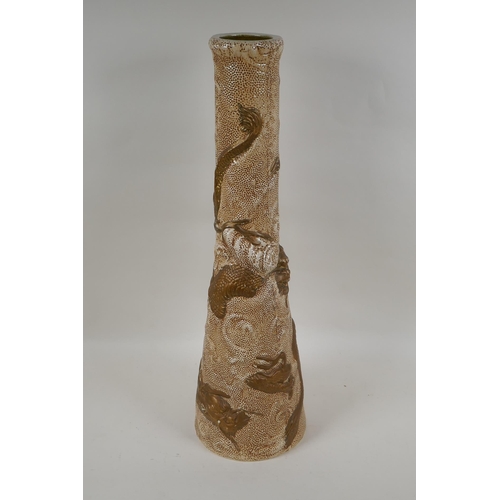 231 - An Art Nouveau Bretby Delhi Ware dragon vase, 55cm high