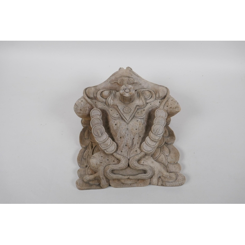 271 - An antique Chinese carved wood Chan Chu (money toad), 20 x 24cm