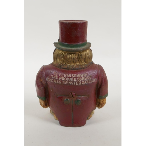 28 - An antique painted cast iron 'Transvaal Money Box' in the form of a caricatured President Kruger, in... 