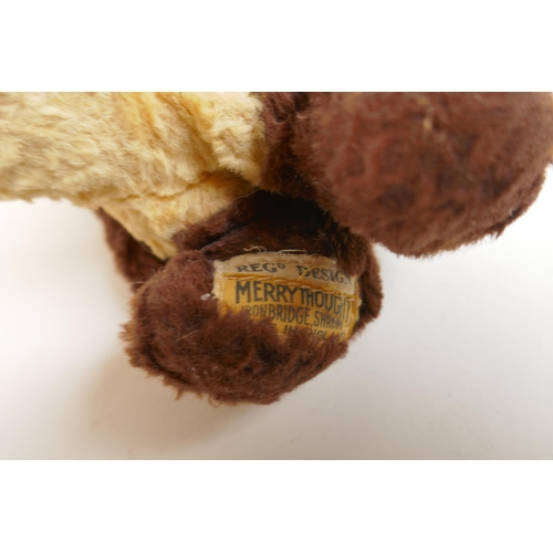 294 - A vintage Merrythought plush brown point Siamese cat, and a velvet toy Dachshund, possibly Merrythou... 