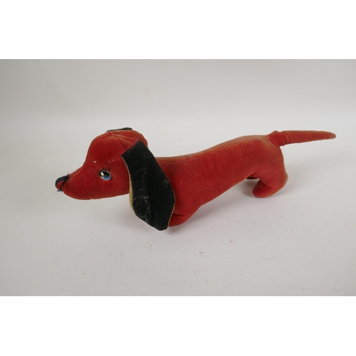 294 - A vintage Merrythought plush brown point Siamese cat, and a velvet toy Dachshund, possibly Merrythou... 