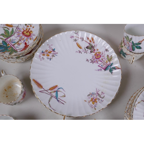 314 - A C19th Staffordshire part tea service with floral decoration