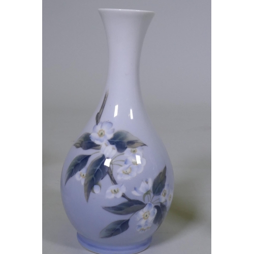 51 - A mid century Royal Copenhagen vase with floral decoration, marked to base with Boesen label, 22cm h... 