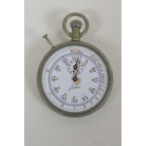 602 - A WWII German Kriegsmarine U-boat torpedo stop watch by Junghans with enamel dial, illuminated detai... 