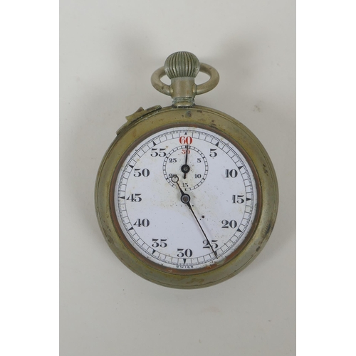 602 - A WWII German Kriegsmarine U-boat torpedo stop watch by Junghans with enamel dial, illuminated detai... 