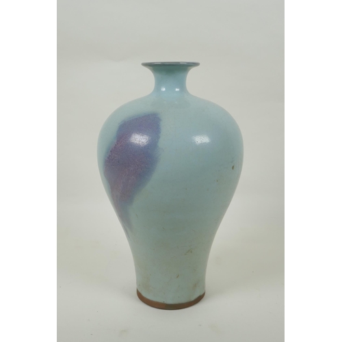 62 - A Chinese porcelain meiping vase with Ru style glaze, 25cm high