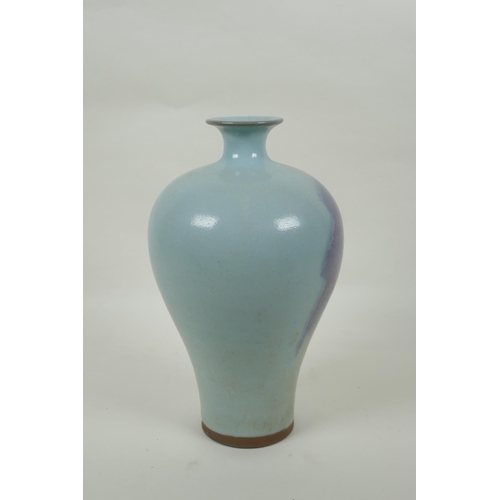 62 - A Chinese porcelain meiping vase with Ru style glaze, 25cm high