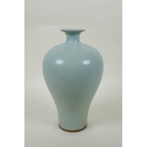 62 - A Chinese porcelain meiping vase with Ru style glaze, 25cm high