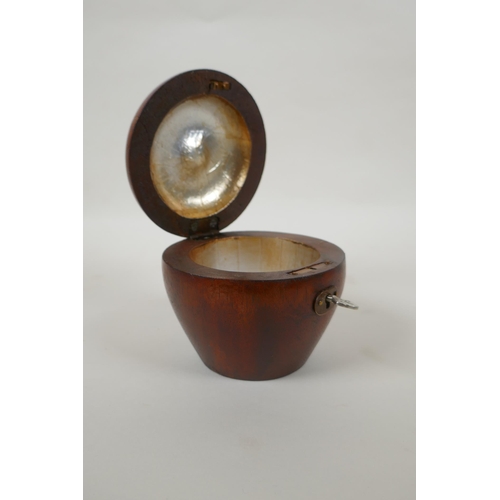 71 - A Georgian style fruitwood tea caddy in the form of an apple, 12cm high