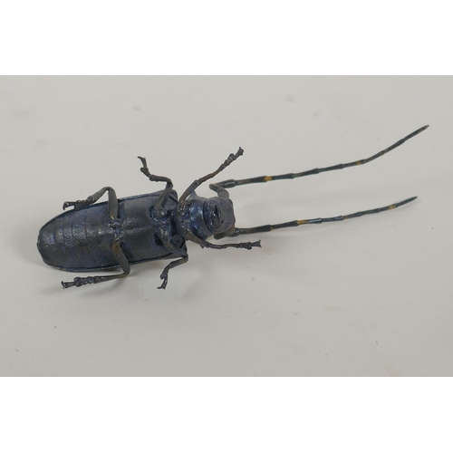 75 - A Japanese style bronze okimono longhorn beetle