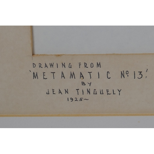 806 - Attributed to Jean Tinguely (Swiss, 1925-1991), Metamatic No 13, abstract artwork purportedly produc... 