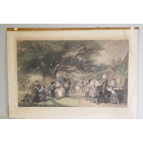 817 - Four large C19th engravings, after William Powel Frith, 'Derby Day' hand coloured 132 x 74; an Engli... 