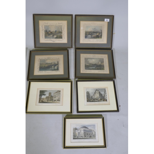 823 - Four C19th hand coloured engravings, River Views of Kent, Maidstone, Teston Bridge, East Farleigh an... 