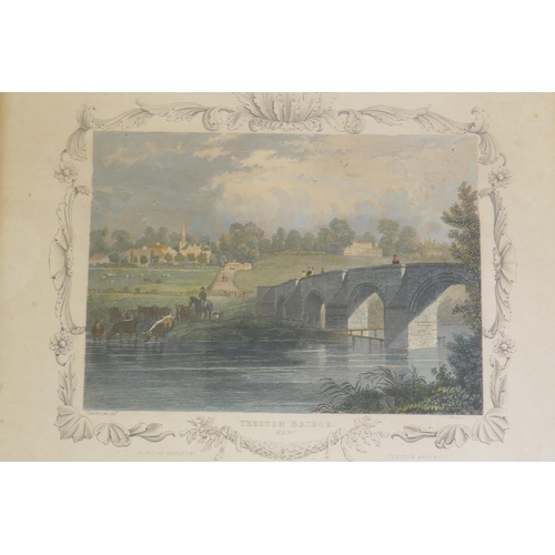 823 - Four C19th hand coloured engravings, River Views of Kent, Maidstone, Teston Bridge, East Farleigh an... 