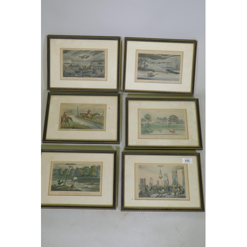 826 - After Rawlins and H. Aiken, six hand coloured aquatints from the set of the Life of Mytton, duck sho... 