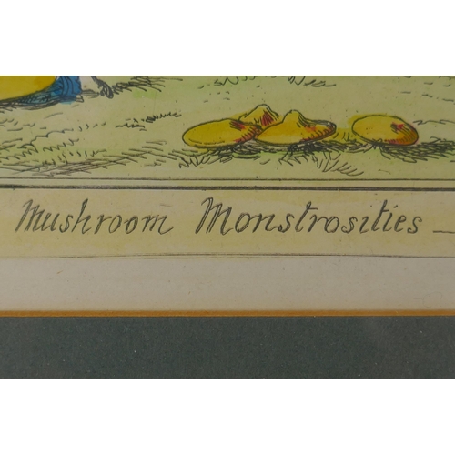 833 - George Cruikshank, (British, 1792-1878), Mushroom Monstrosities, hand colour etching, published by T... 