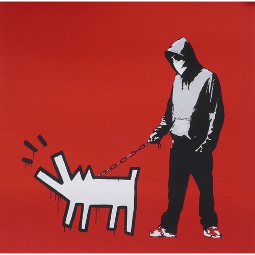 840 - After Banksy, Choose Your Weapon (red), limited edition copy screen print, No 83/500, by the West co... 