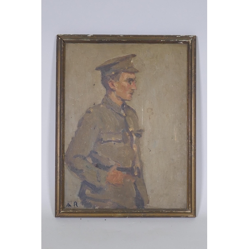 848 - Portrait of a British Army Officer of the early C20th , monogram A.R., inscribed verso W.E.S. Owen, ... 