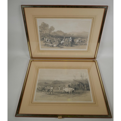 858 - Edward Lear, (British, 1812-1888), 'Girano, Fair of Sant Anatolia' and 'Roiate', two lithoprints fro... 