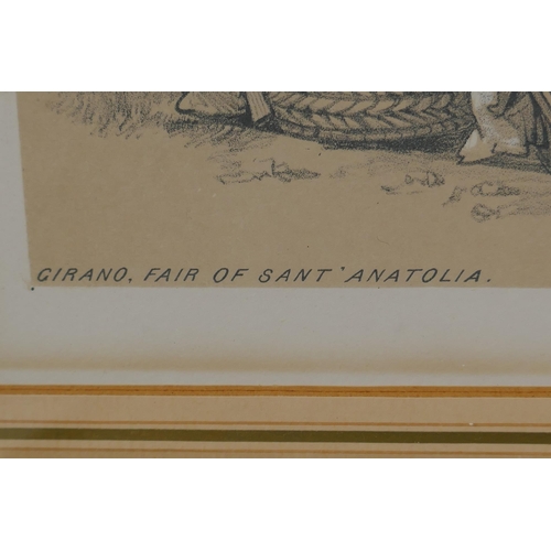 858 - Edward Lear, (British, 1812-1888), 'Girano, Fair of Sant Anatolia' and 'Roiate', two lithoprints fro... 