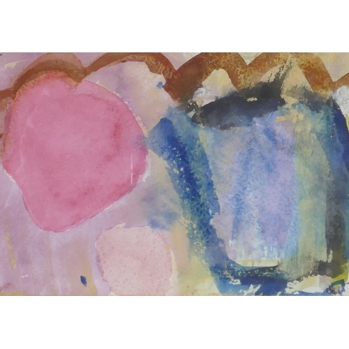 859 - Deborah Tarr, abstract, unsigned, watercolour, 17 x 12cm