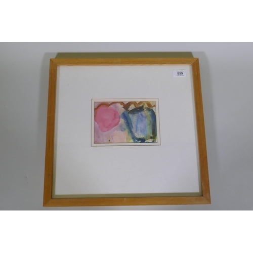 859 - Deborah Tarr, abstract, unsigned, watercolour, 17 x 12cm