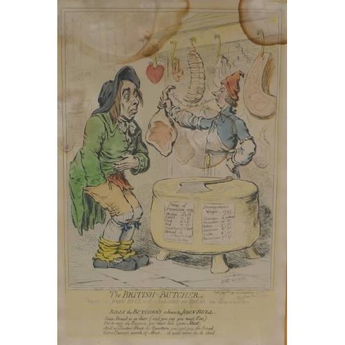 861 - James Gillray, (British, 1756-1815), 'The British Butcher', 1795, C18th hand coloured etching, and a... 