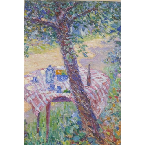 863 - Charles Ernest Genge, garden scene, signed C. Genge, oil on board, 35 x 50cm