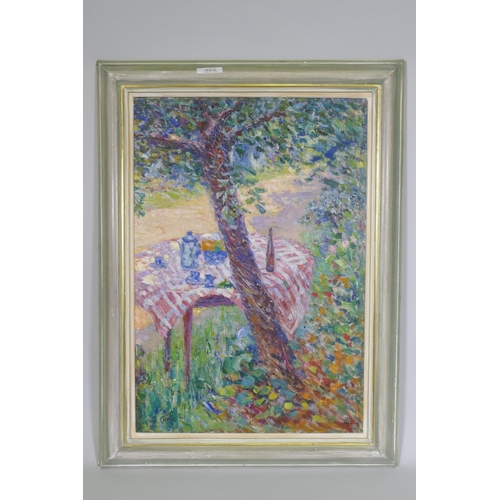 863 - Charles Ernest Genge, garden scene, signed C. Genge, oil on board, 35 x 50cm