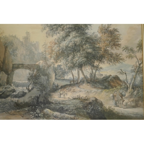 885 - C. Stapleton, Holy Landscape, signed and dated 1790, watercolour, 64 x 46cm