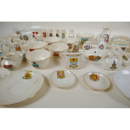 89 - A large quantity of W.H. Gross and other crested ware, including Norwich, Capetown, Oswestria, Ruthe... 