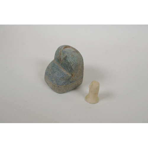 99 - A Bactrian style carved hardstone idol, 10cm high