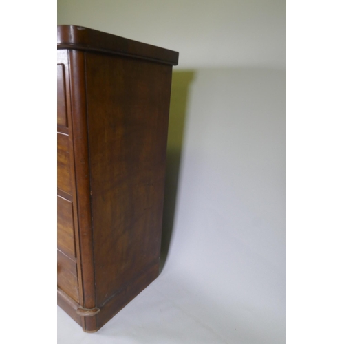 1155 - A Victorian mahogany veneered chest of two over three drawers, 103 x 48 x 112cm