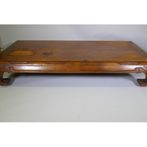 1016 - An antique Chinese hardwood low/opium table, 190 x 84cm