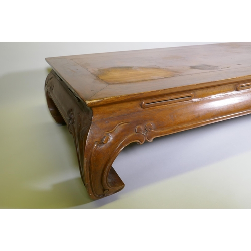 1016 - An antique Chinese hardwood low/opium table, 190 x 84cm