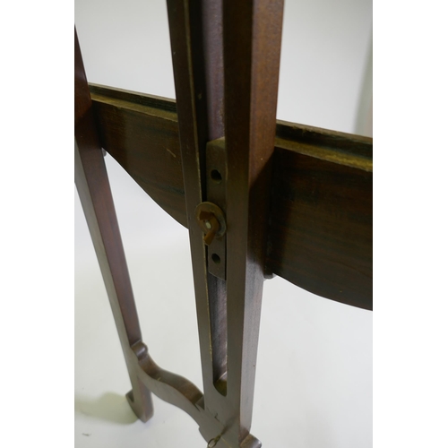 1017 - A carved mahogany adjustable easel, 220cm high