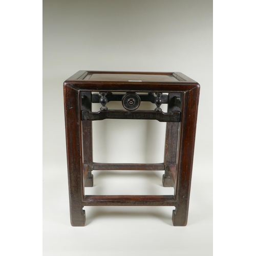 1032 - An antique Chinese hardwood lamp table, 40 x 30cm, 49cm high