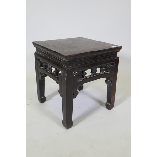 1045 - A Chinese lacquered hardwood occasional table, 45 x 45cm, 49cm high