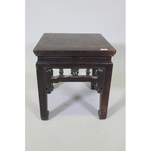 1045 - A Chinese lacquered hardwood occasional table, 45 x 45cm, 49cm high