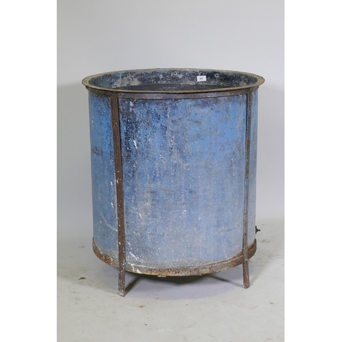 1071 - A large antique painted metal planter/jardiniere, 68 x 76cm