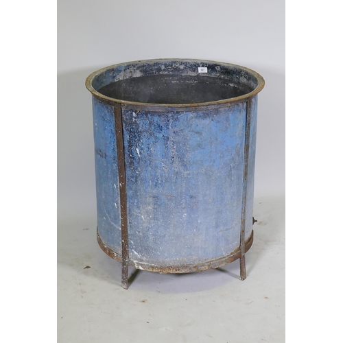 1071 - A large antique painted metal planter/jardiniere, 68 x 76cm