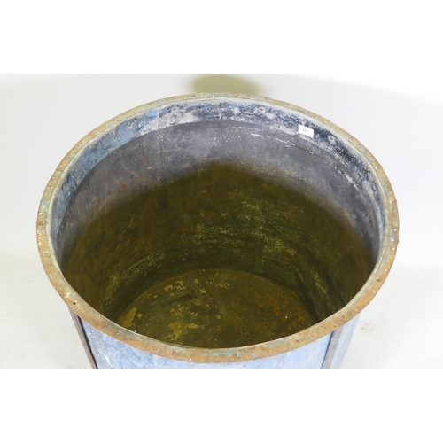 1071 - A large antique painted metal planter/jardiniere, 68 x 76cm