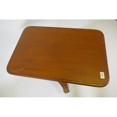 1075 - A C19th mahogany occasional table raised on a barleytwist column and platform base, with bun feet, 6... 