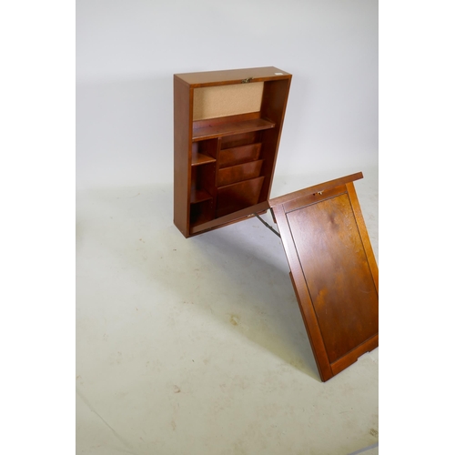 1119 - A student's hanging desk, with fall front and fitted interior, 57 x 16 x 82cm