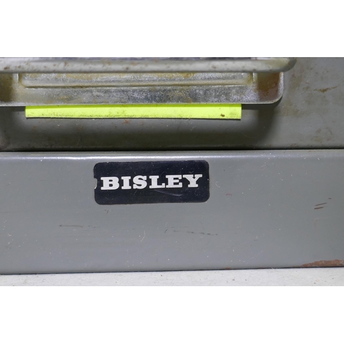 1132 - A Bisley metal five drawer table top filing cabinet, 28 x 41cm